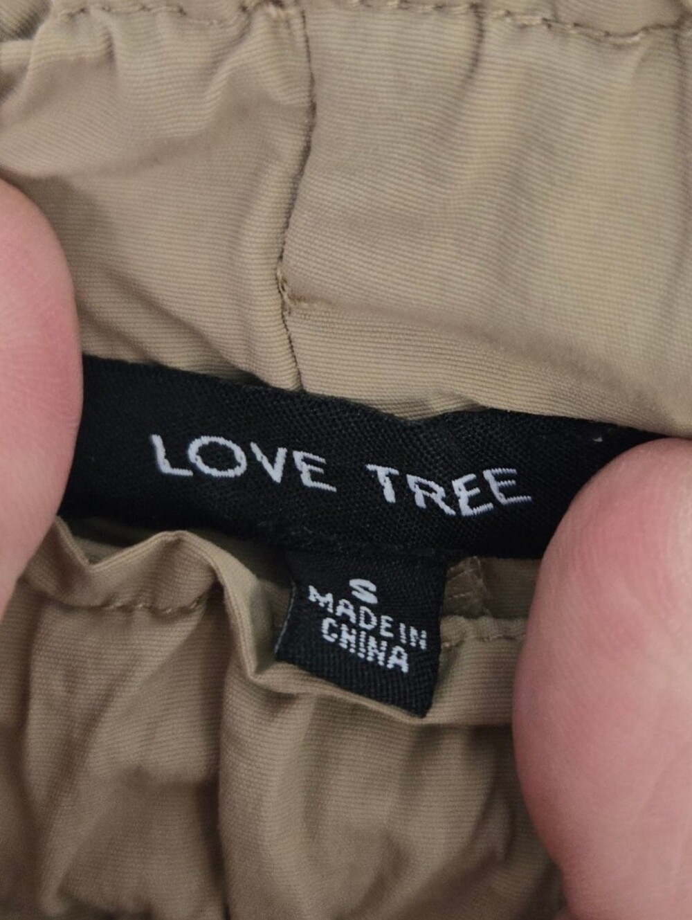 ๐ค Love Tree Khaki Cargo Parachute Pants | Drawstring Utility Joggers | Size Sma - Picture 4 of 5